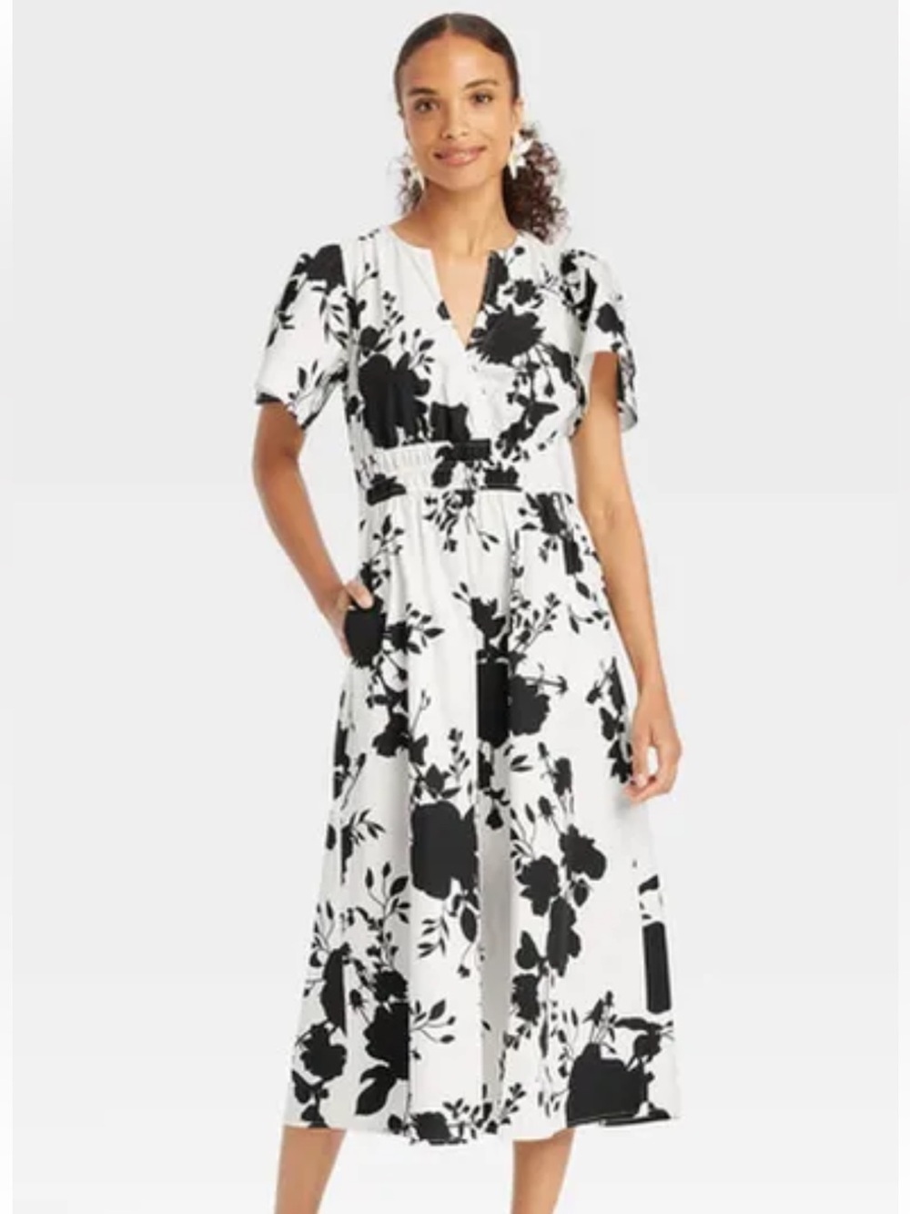 A New Day Floral Poplin Dress w/ pockets